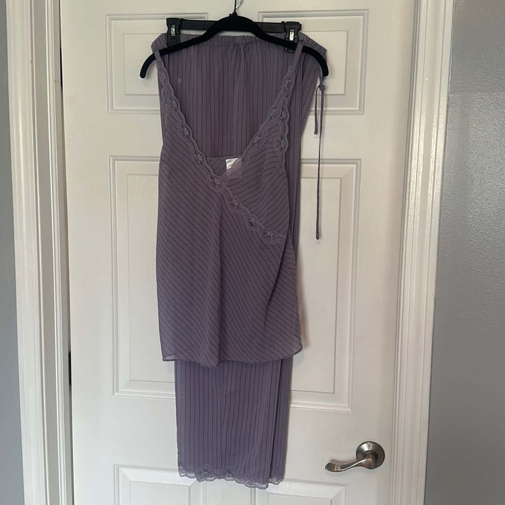 NVW lingerie set. Purple see through pinstriped set